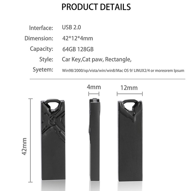 128GB Metal OTG Usb Flash Drive Waterproof 3D Embossment