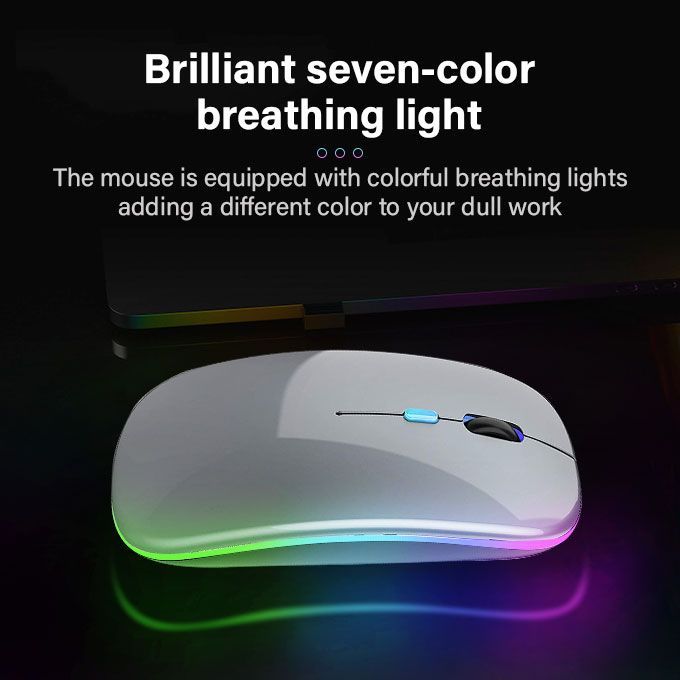 Bluetooth Wireless Mouse Led Rechargeable Gaming Mice- Gray