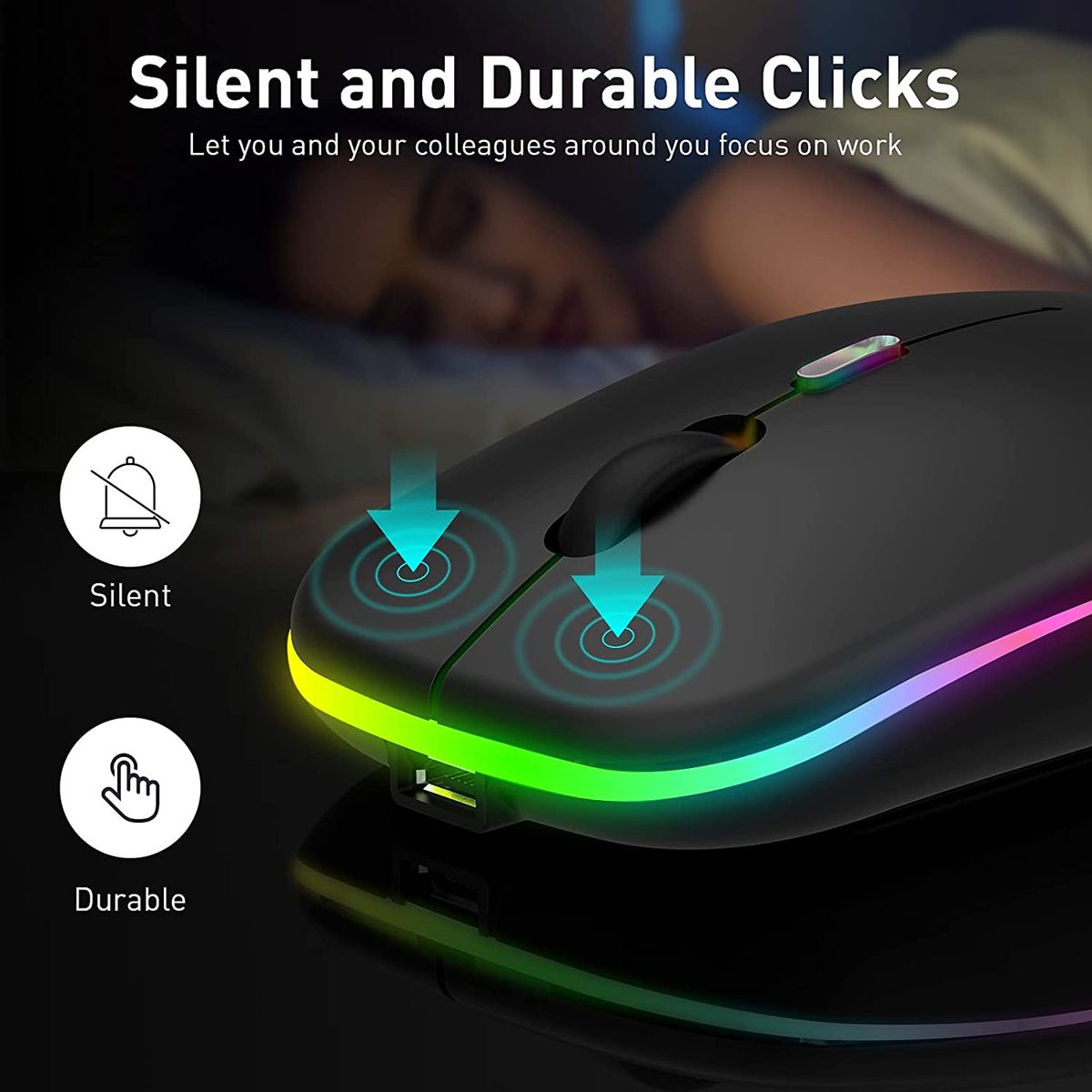 LED 2.4G Rechargeable Wireless Mouse Bluetooth 2 Modes