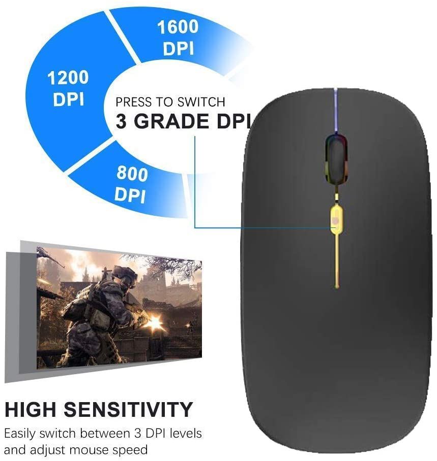 LED 2.4G Rechargeable Wireless Mouse Bluetooth 2 Modes