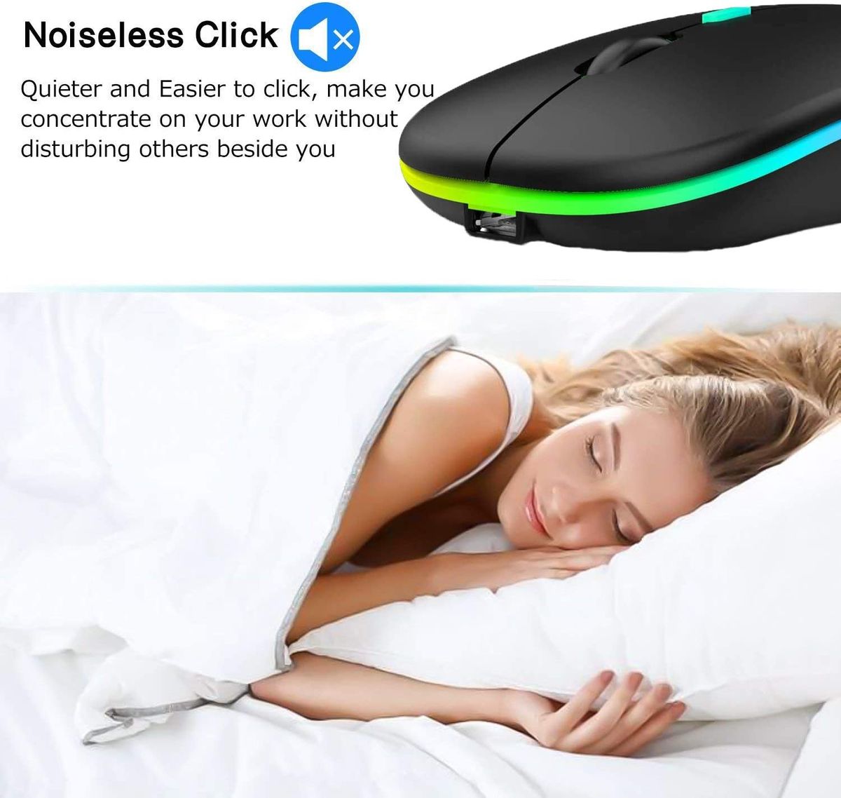 LED 2.4G Rechargeable Wireless Mouse Bluetooth 2 Modes