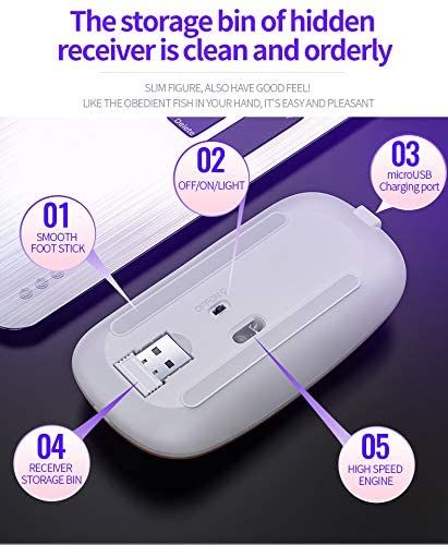 LED 2.4G Rechargeable Wireless Mouse Bluetooth 2 Modes
