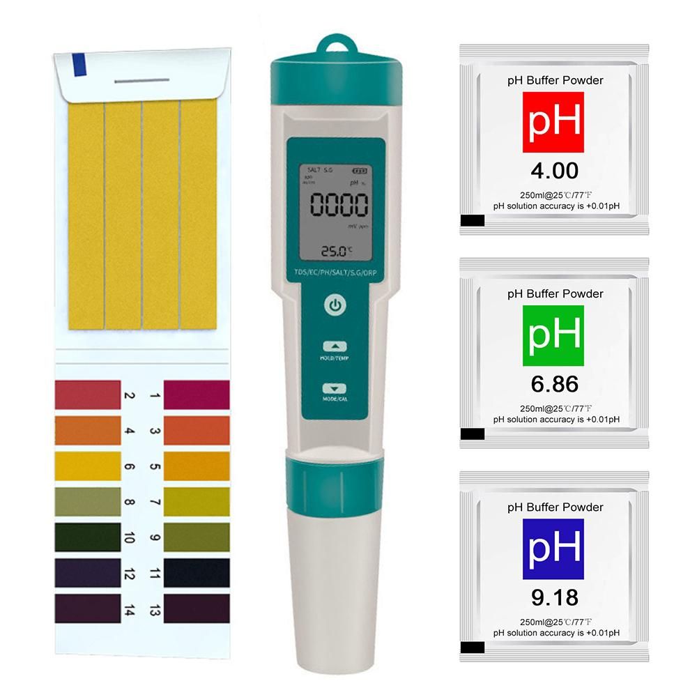 Multifunctional Digital 7 in 1 Water Quality Tester Portable High Accurancy Water Quality Test Pen Water Quality Measurement Tool Water PH/TDS/EC/Salinity/ORP/S.G/Temperature Measuring
