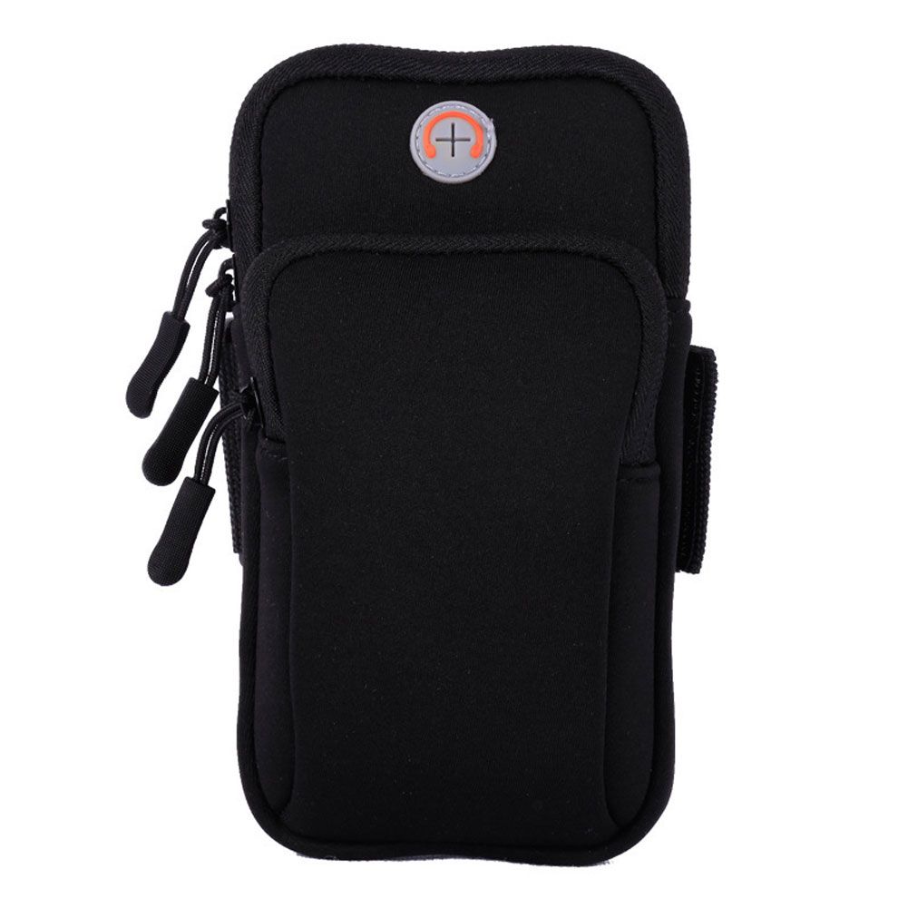 Outdoor Sports Running Arm Band Holder Zipper Phone-Black