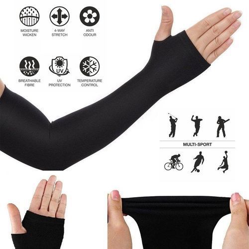 Ice Sleeves Sunscreen Cuff Outdoor Arm Sunshade Sleeves - Black