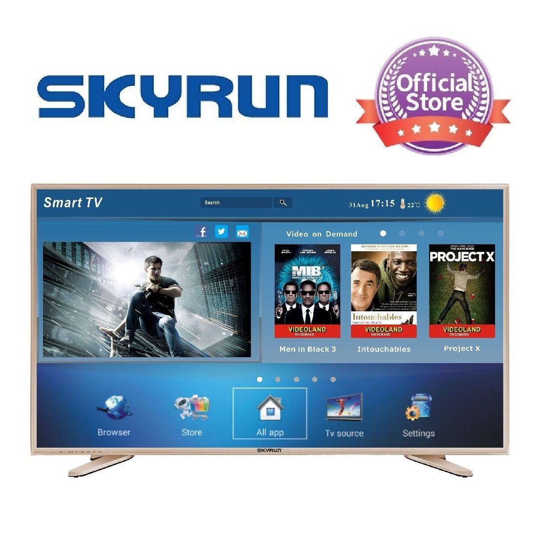 43" Inches Smart LED UHD 4K TV + Free Wall Bracket - Gold + 1 Year Warranty