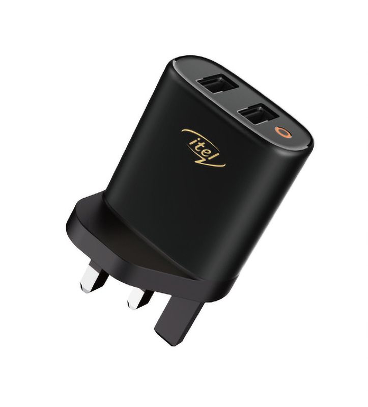 2 USB Port, 2A Faster Charger With Free Fast Cable - Black