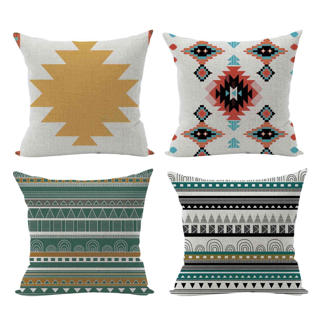4Pcs Geometric Pattern Single-Sided Pillowcase 2