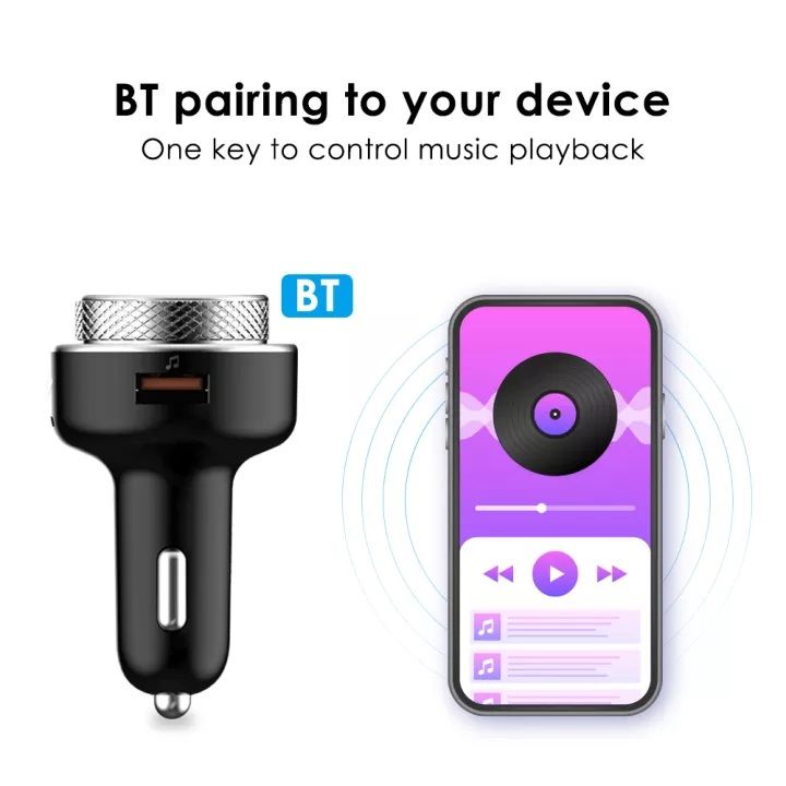 18W Dual Port Fast Car Charger & MP3 FM Transmitter