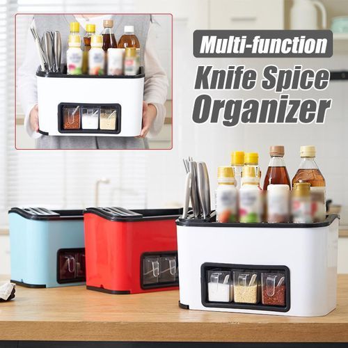 Kitchen Multi-function Ce Seasoning Jar Box Holder S Blue