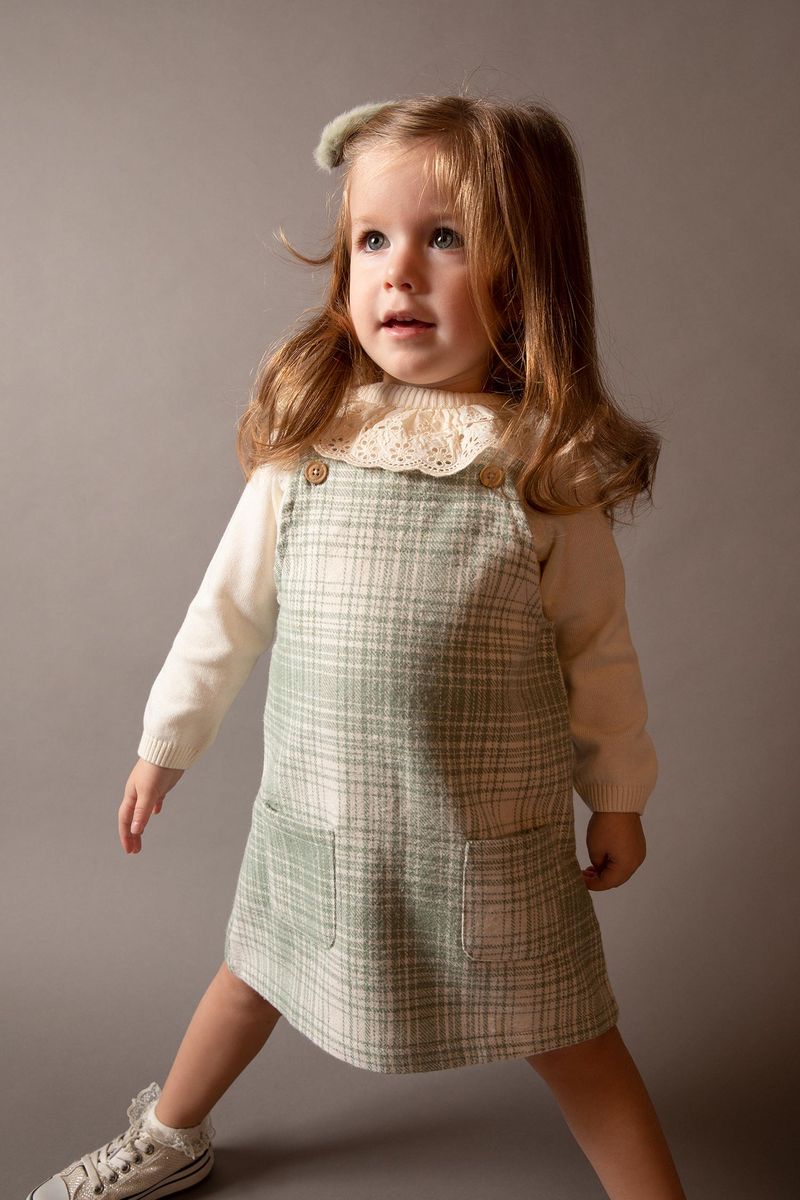 Babygirl Regular Fit Collarless Dress -Turquoise