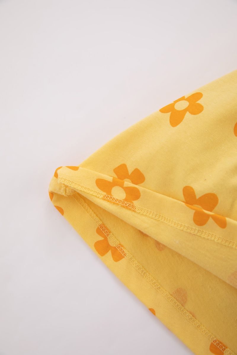 BabyGirl Casual Regular Fit Sleeveless Bike Neck Knitted Dress - Yellow