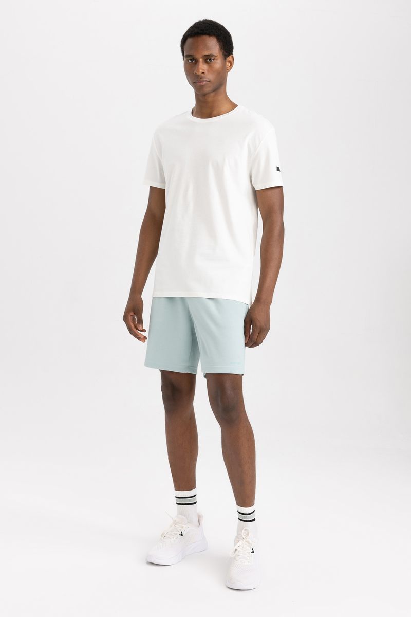 Man Standart Fit Crew Neck Short Sleeve Knitted T-Shirt - Ecru