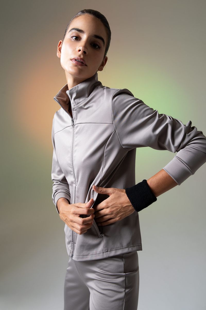 Woman - High Neck Standart Fit Knitted Cardigan-Grey