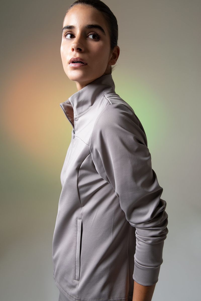 Woman - High Neck Standart Fit Knitted Cardigan-Grey