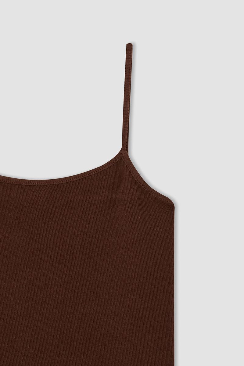 Woman Casual Regular Fit Short Sleeve Knitted Dress - Brown