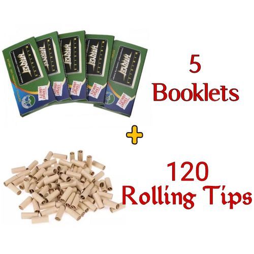 5 Booklets Of Transparent Rolling Papers Plus 120 Prerolled Rolling Tips