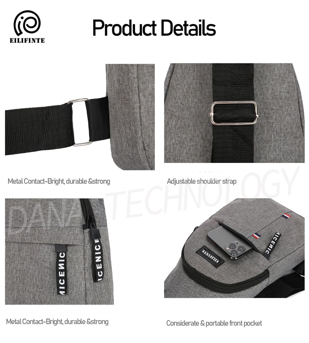 B06 Casual Crossbody Shoulder Chest Bag-Grey