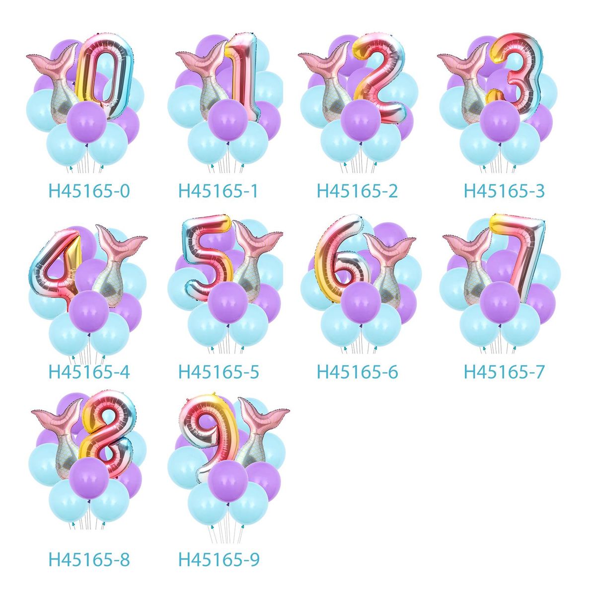 12PCS Mermaid Tail Balloons Birthday Party Decorations Set Boys Girls Birthday Party Supplies Reusable Foil Balloons for Baby Shower Birthday Party Decorations
