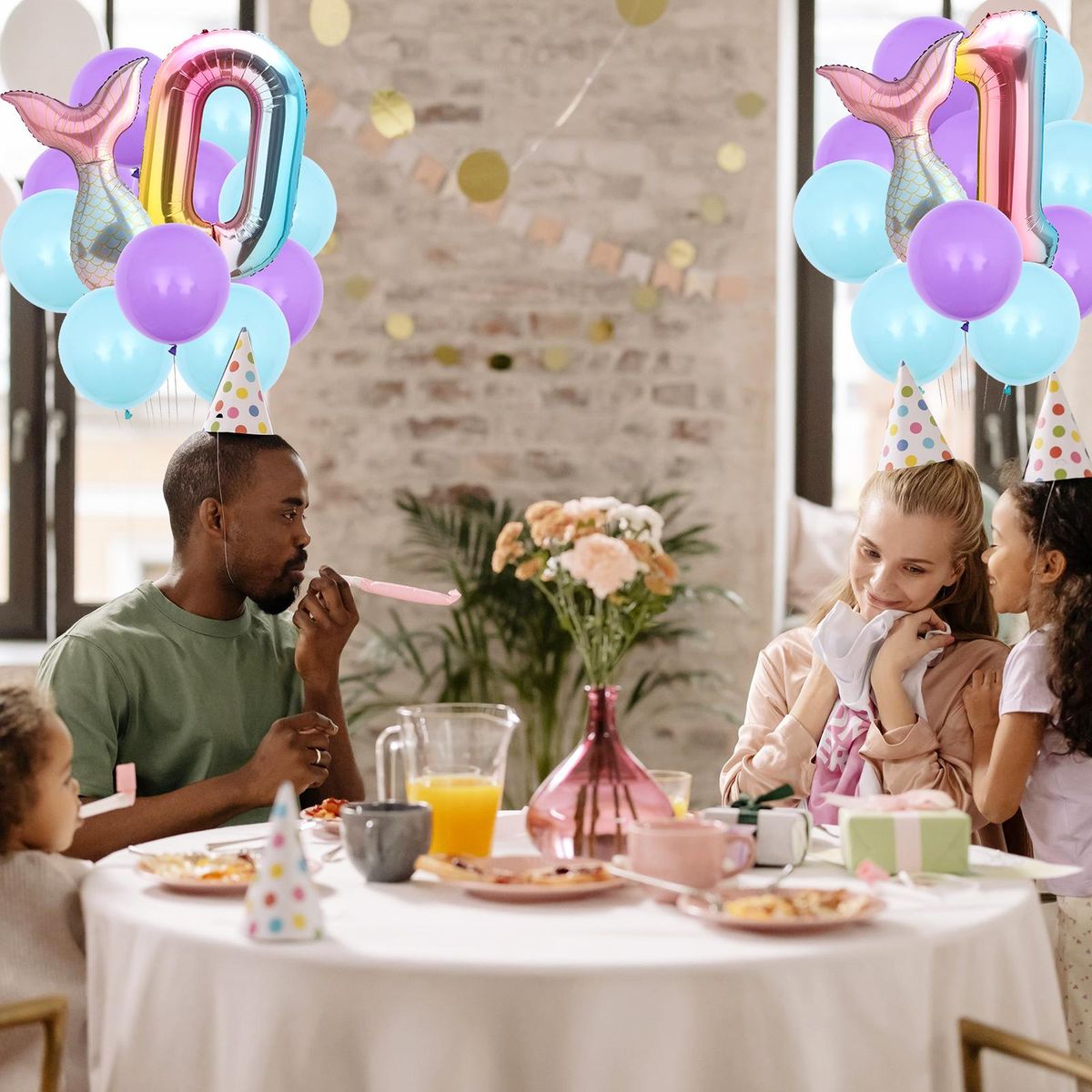 12PCS Mermaid Tail Balloons Birthday Party Decorations Set Boys Girls Birthday Party Supplies Reusable Foil Balloons for Baby Shower Birthday Party Decorations