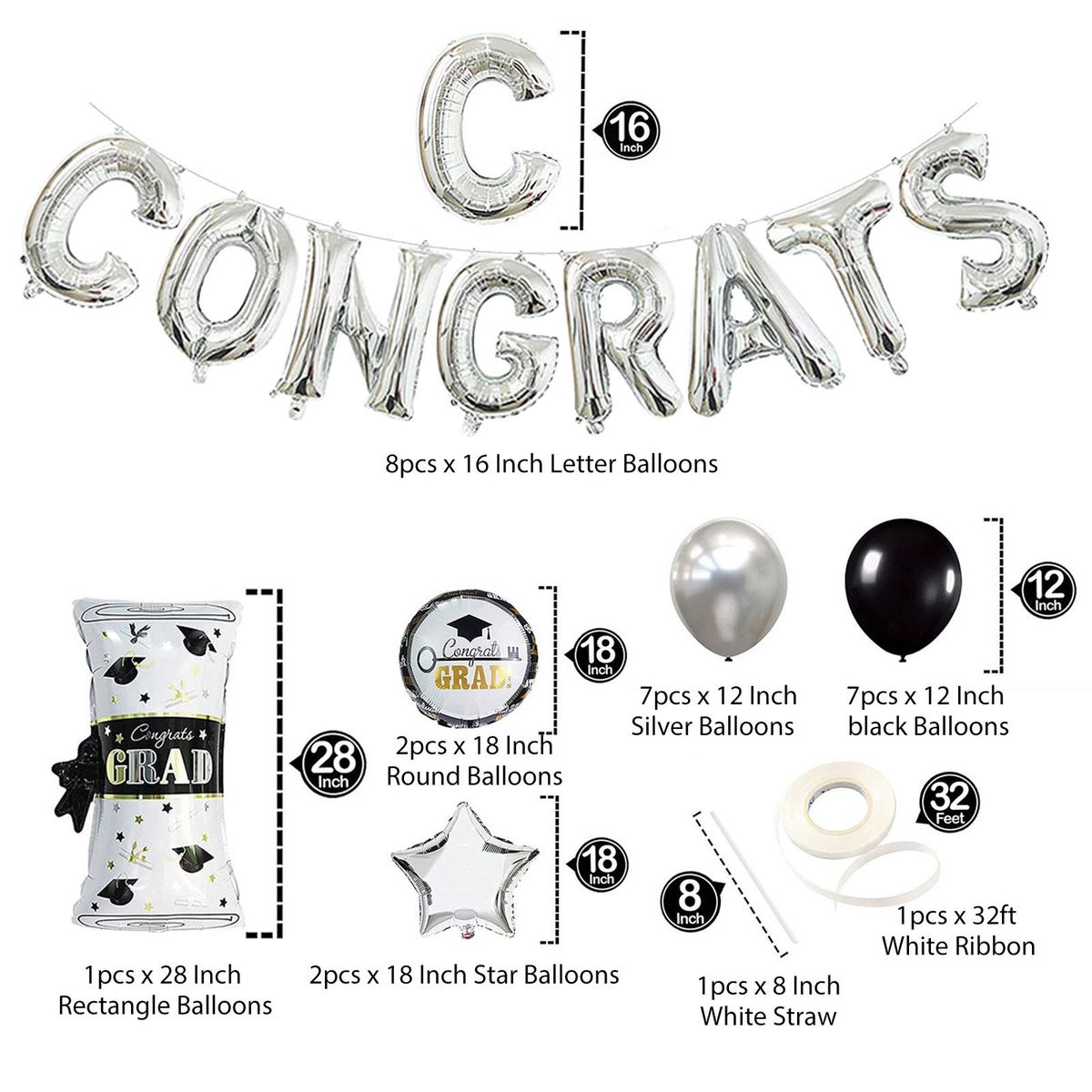 29PCS Graduation Party Decorations Set School Class Classmates Party Supplies Congrats Graduation Balloons for 2022 Passed Exam Graduation Celebration Decorations