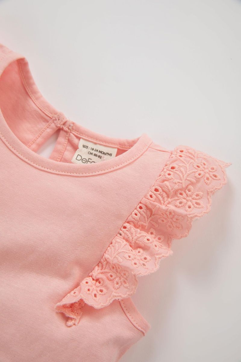 2 Piece BabyGirl Casual Regular Fit Bike Neck Sleeveless Knitted Dress - Pink