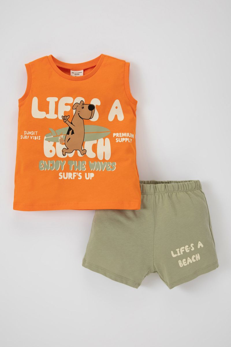 2 Piece BabyBoy Casual Regular Fit Knitted Set - Orange