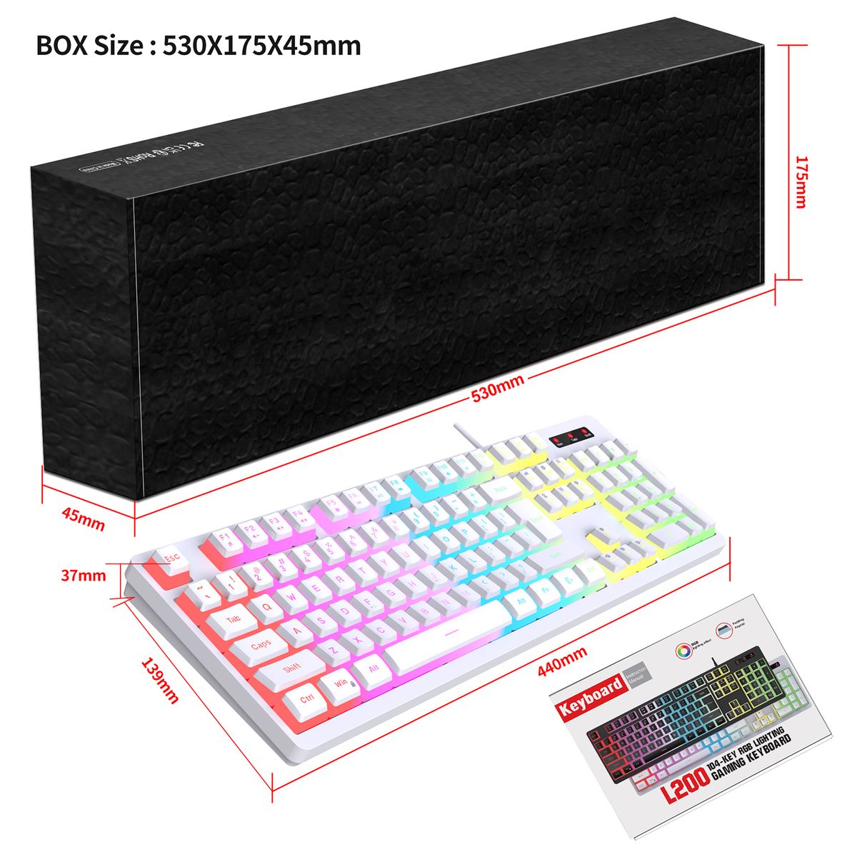L200 RGB Keyboard 104-Key Wired Gaming Keyboard Backlit