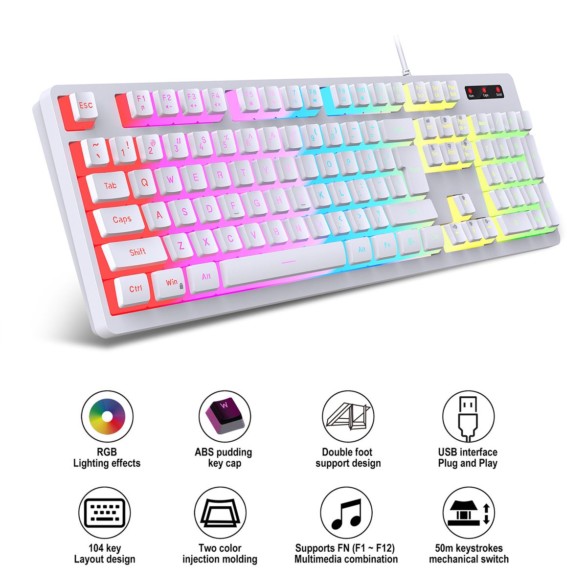 L200 RGB Keyboard 104-Key Wired Gaming Keyboard Backlit