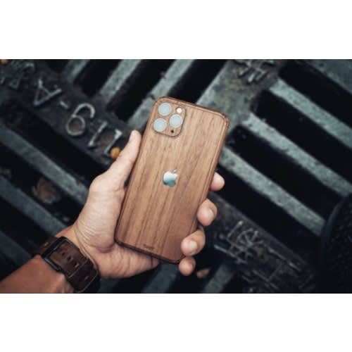 Wooden Frame Back Case For iPhone 11 Pro Max-brown
