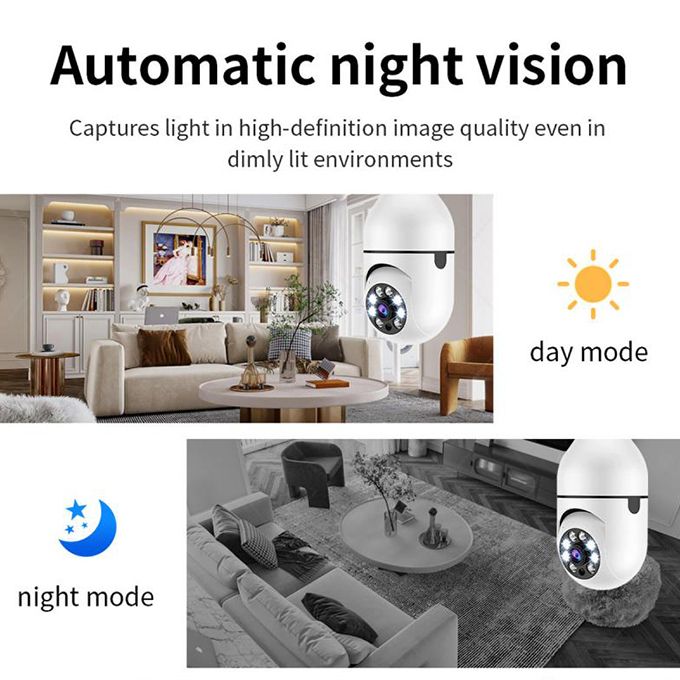 V380 1080P Wireless 360 Rotate Auto Tracking Panoramic Camera Light Bulb Wifi PTZ IP Cam