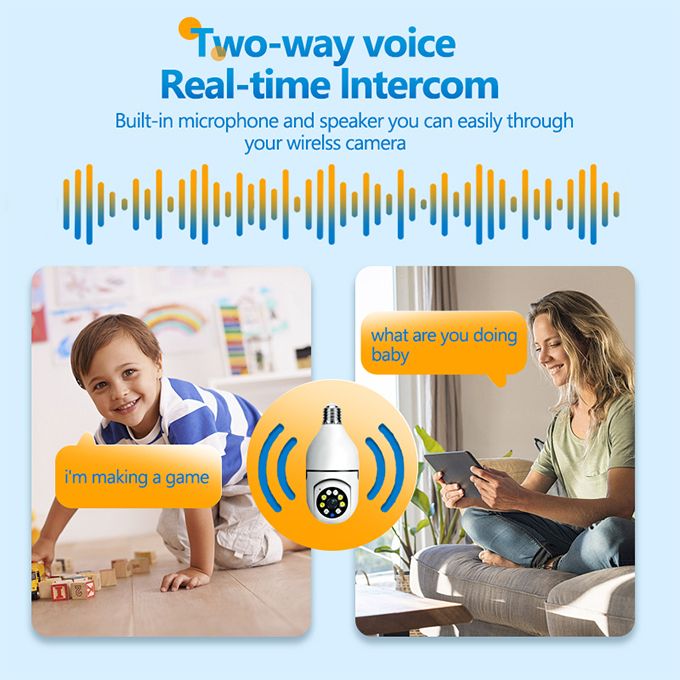 V380 1080P Wireless 360 Rotate Auto Tracking Panoramic Camera Light Bulb Wifi PTZ IP Cam