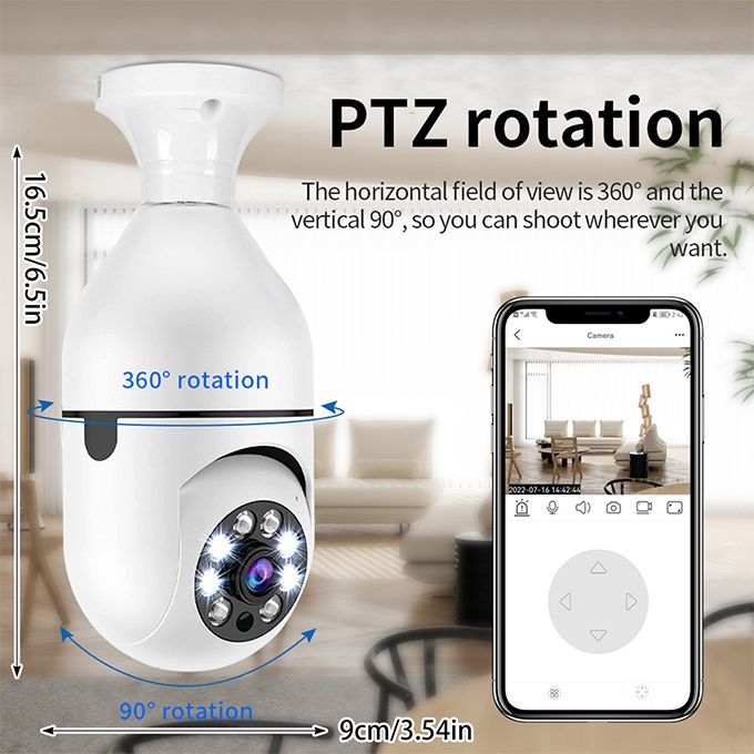 V380 1080P Wireless 360 Rotate Auto Tracking Panoramic Camera Light Bulb Wifi PTZ IP Cam