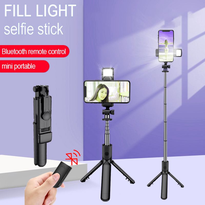 Bluetooth Selfie Stick Tripod + Fill Light +Shutter Remote