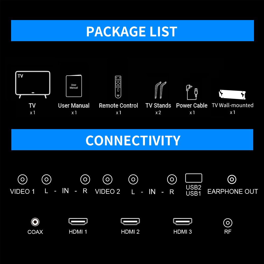 43'' Frameless FHD LED TV - Black +  Free Wall Mount