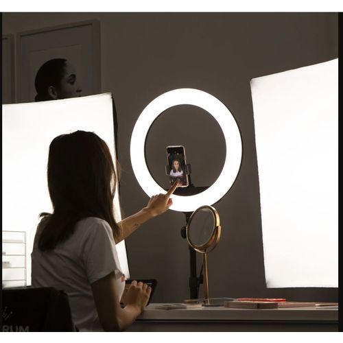 Automatic Led Ringlight, BT Remote + Stand And Phone Holder And Mic