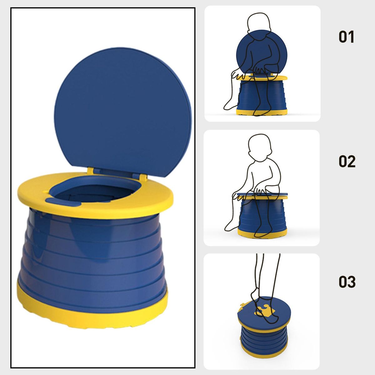 Travel Children Folding Toilet Seat Toddler Baby Potty Blue