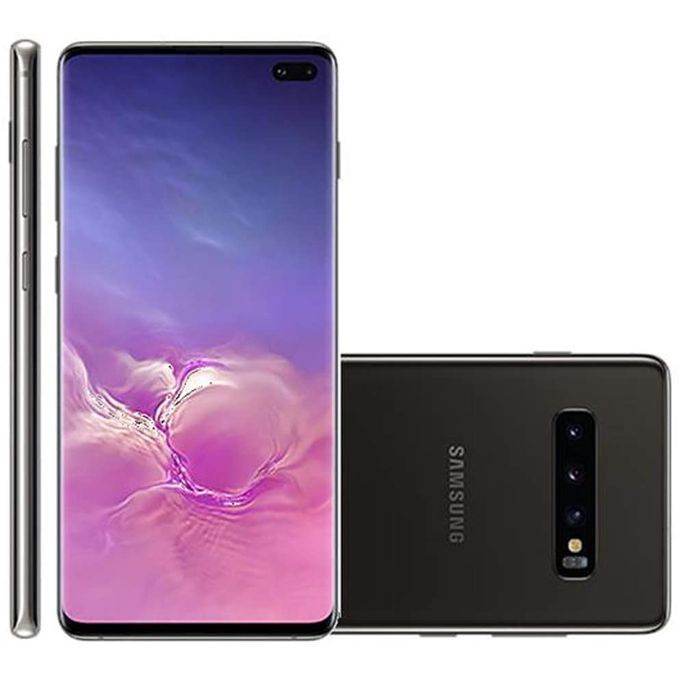 Galaxy S10 Plus (S10+) 6.4-Inch AMOLED (8GB, 128GB ROM) (12MP + 12MP + 16MP) Single Sim - Black  With Free Pouch & Screen Guide