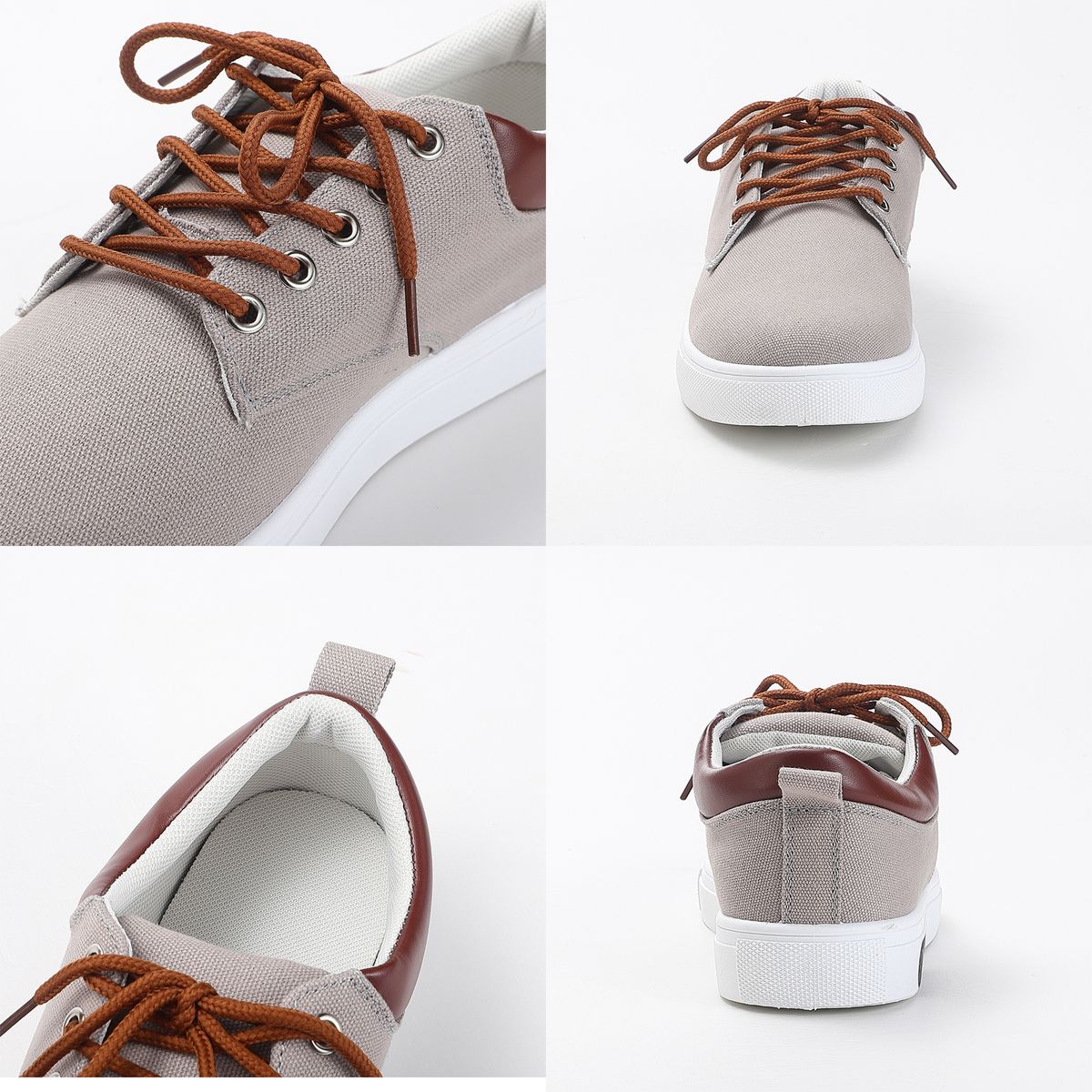 Men's Breathable Lace-up Canvas - Grey (Big Size 39 - 47)
