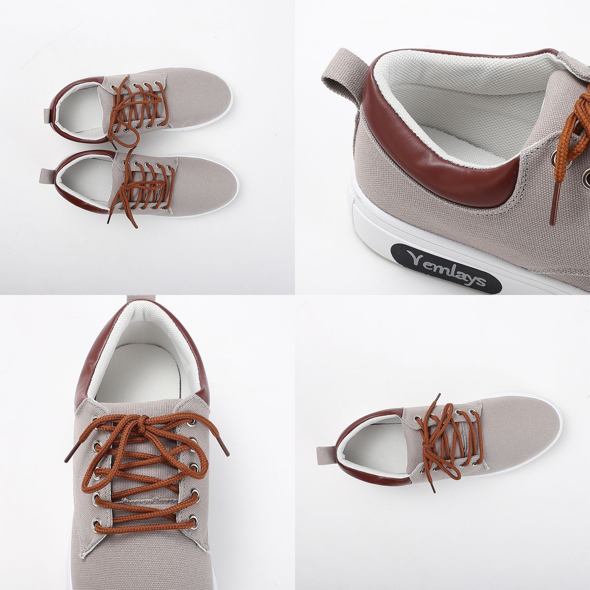 Men's Breathable Lace-up Canvas - Grey (Big Size 39 - 47)