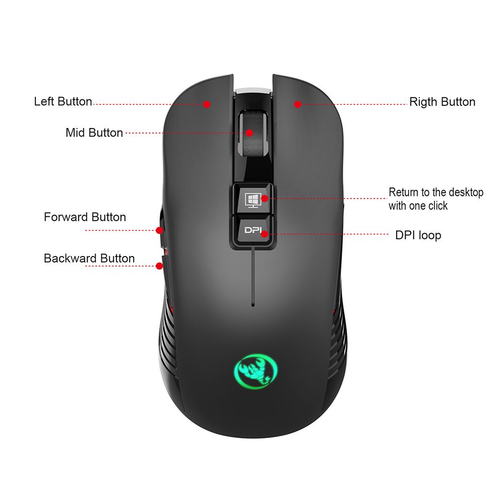 Wireless Mouse Rechargeable Mice Optical 3600DPI