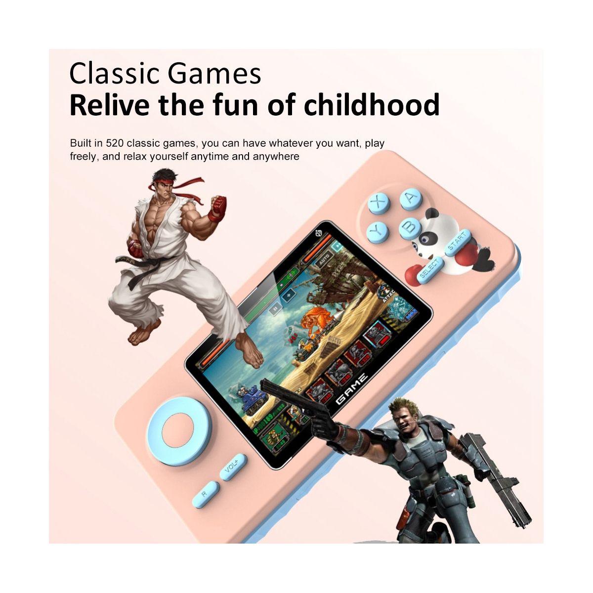 520 Games Console Retro Game Controller 24-Inch Screen Handheld Game Player C