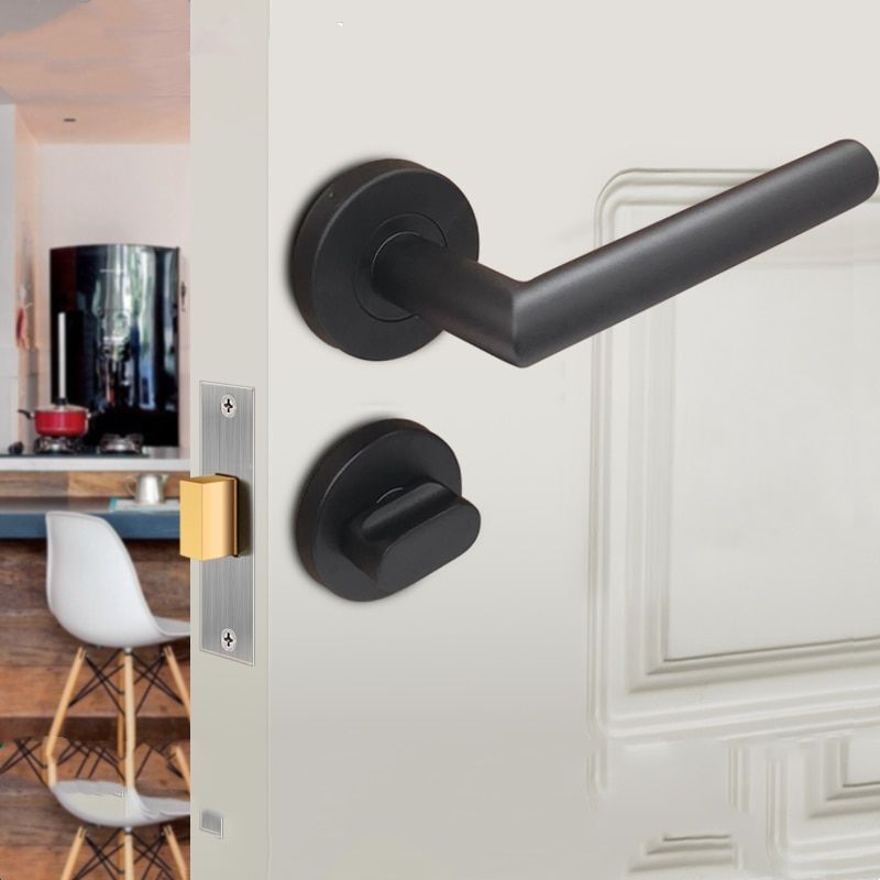 C Style Black-304 Stainless Steel Barn Door Handles For Interior Doors Indoor Room Outdoor Wooden Door Single Side Handle With Lock