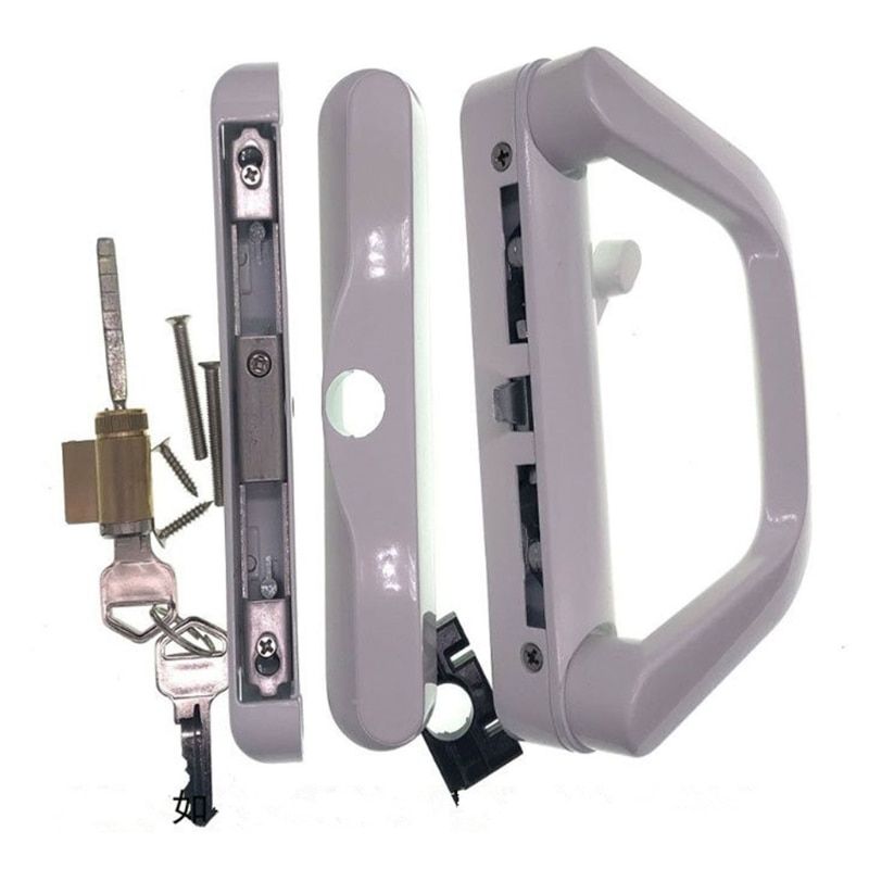 -Sliding Patio Door Handle Set With Key Easy Installation  Zinc Alloy Mortise-Style Door Handle Lock /Black