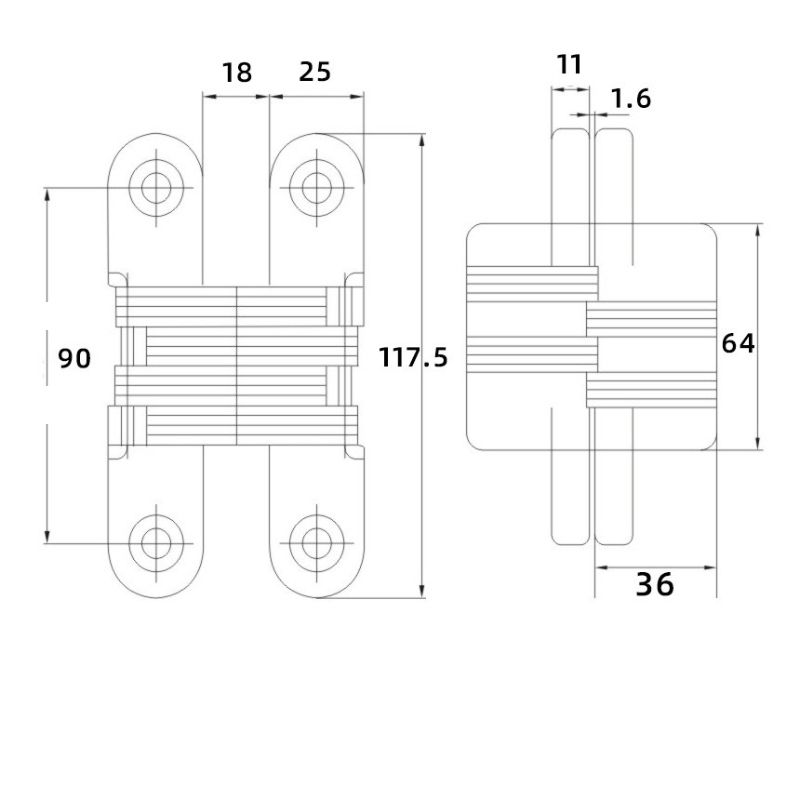 H-shaped Concealed Hinge Concealed Door Hinge Black Cross