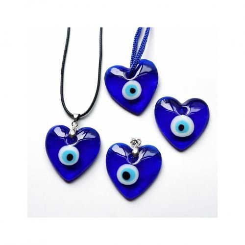 Evil Eye Blue Eyes Pendant, Leather Rope Protection Necklace