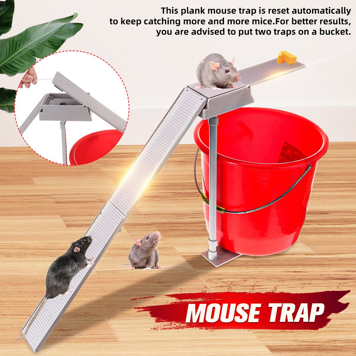 Home Rodent Mouse Rat Trap Auto Reset Mice Catcher Tool Walk The Plank
