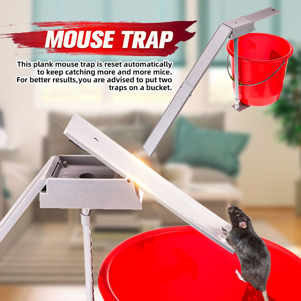 Home Rodent Mouse Rat Trap Auto Reset Mice Catcher Tool Walk The Plank