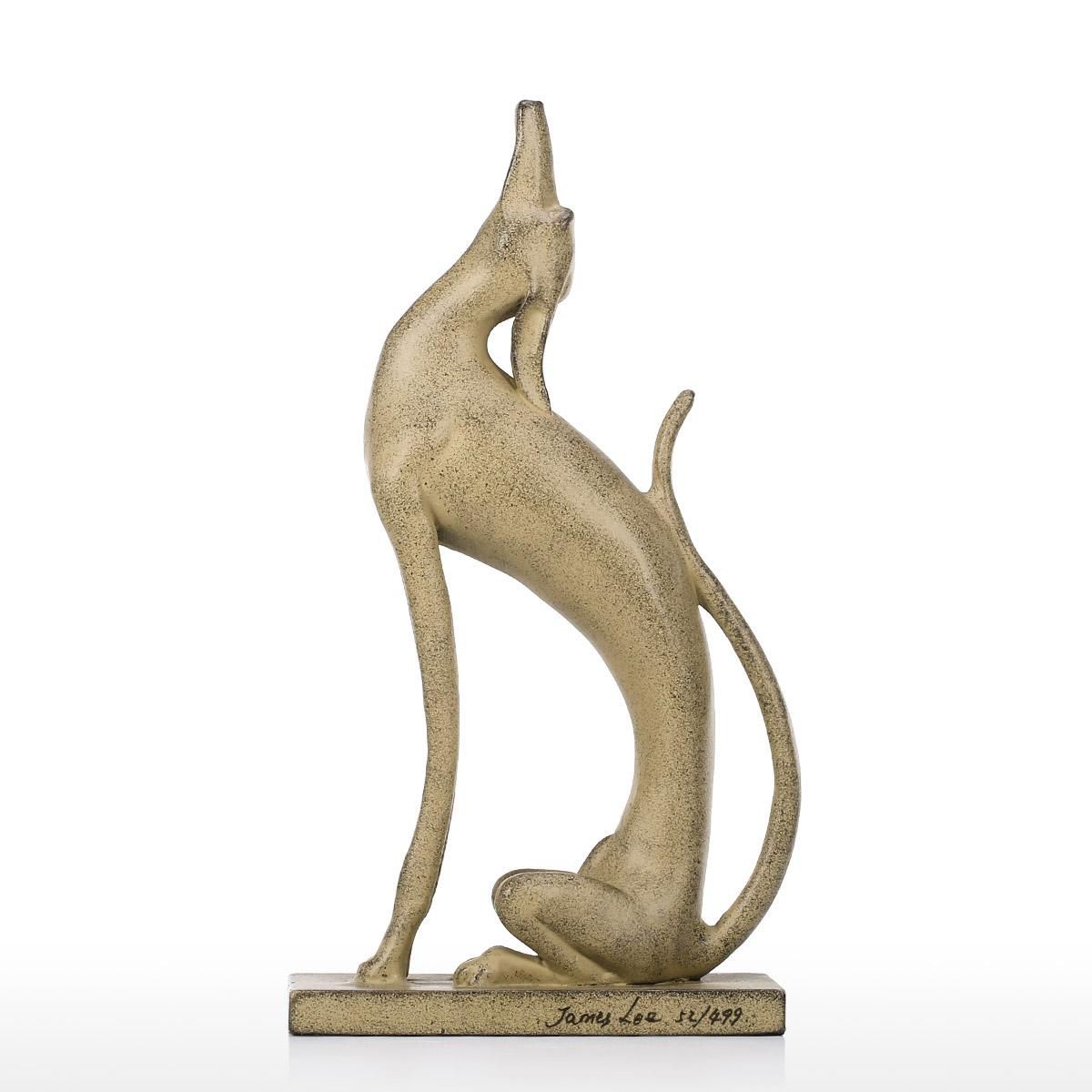 Tomfeel Upturned Dog Statue Aluminum Art Statue Home Decoration Animal Ornament Desk Table Ornament