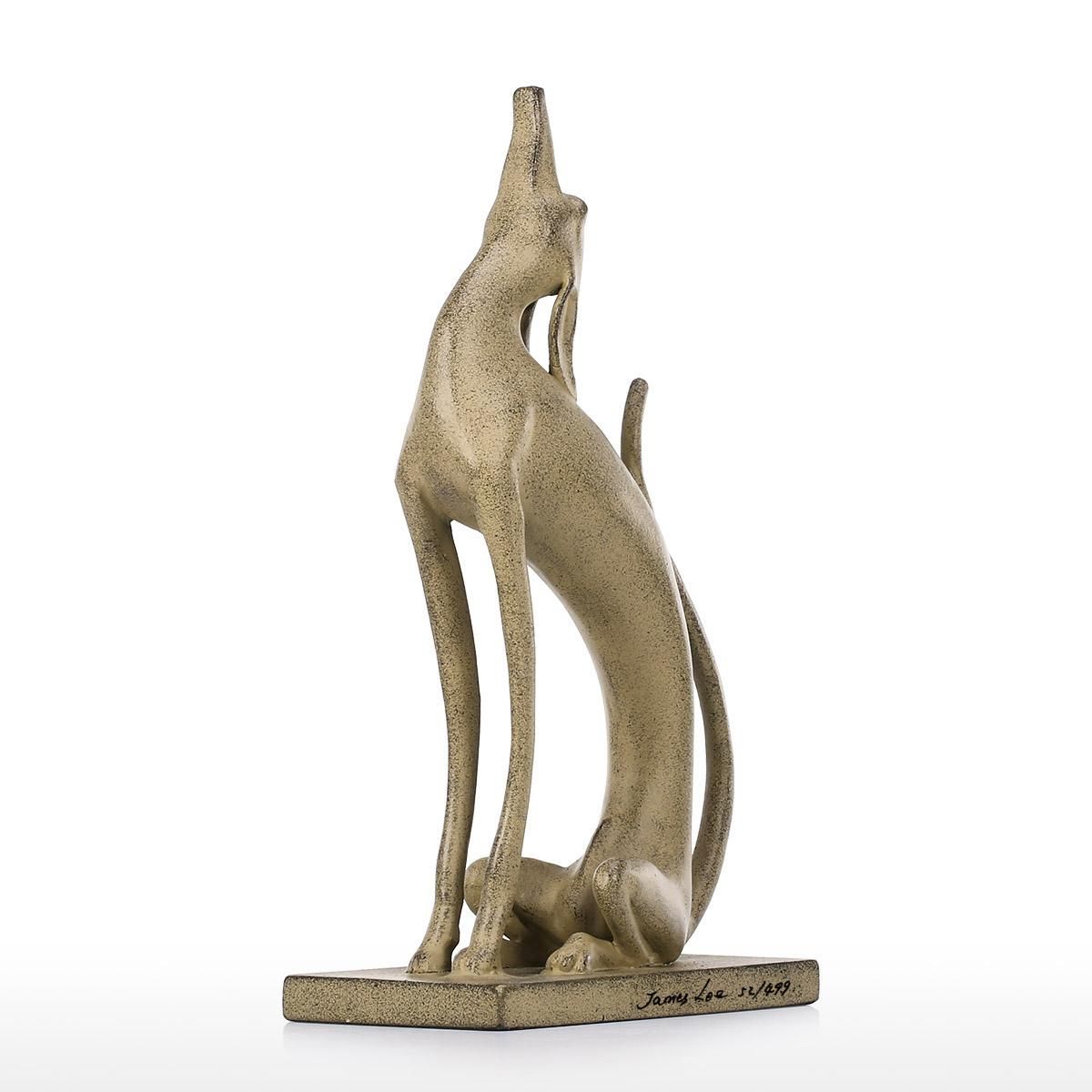 Tomfeel Upturned Dog Statue Aluminum Art Statue Home Decoration Animal Ornament Desk Table Ornament
